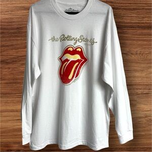 The Rolling Stones Est 1962 White Crewneck Long Sleeve Graphic T-Shirt Unisex XL